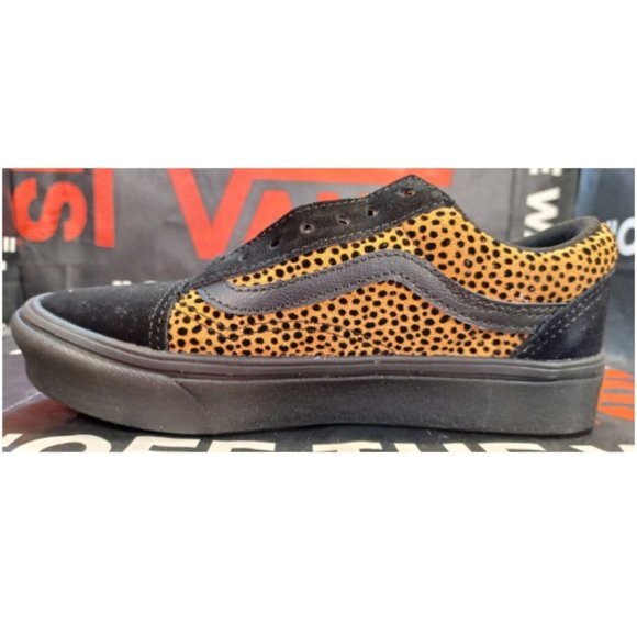 Vans Comfycush Old Skool Tiny Cheetah Black Suede Mens 3.5/Womens 5 VN0A3WMAVWS - Picture 1 of 14